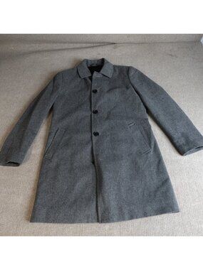 Tom James Topcoat 38R Gray Topcoat Wool Loro Piana Green Storm System Doeskin